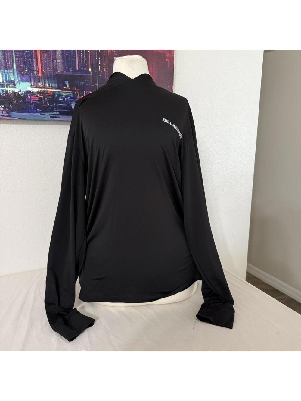 Billabong Black UPF 50+ Long Sleeve Hooded Shirt Size Medium